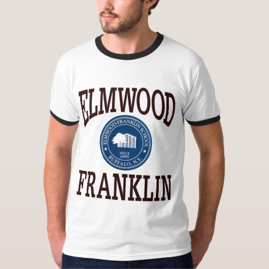 Elmwoodフランクリンのレトロの家のロゴ Tシャツ (正面)