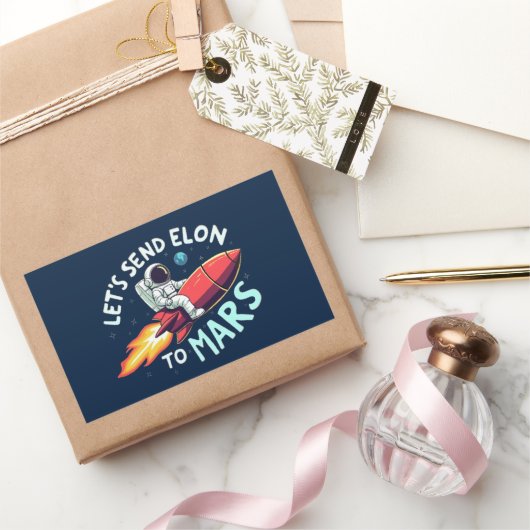 Elonを火星に送ろう 長方形シール (ギフト)