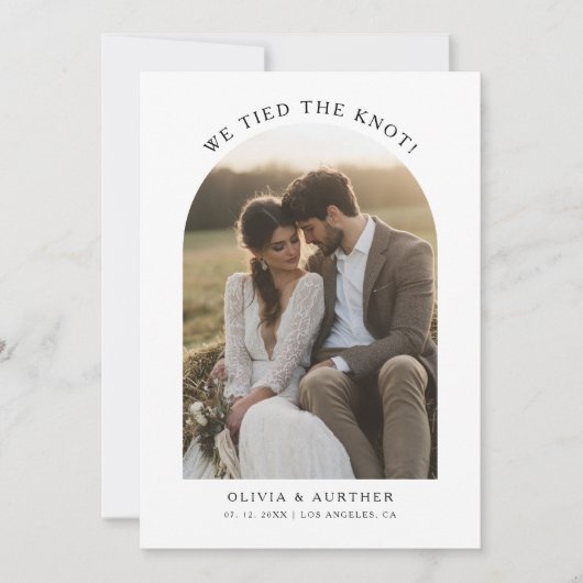 Eloped Boho Budget我々はKnotの写真を結結婚んだ 案内状 (正面)