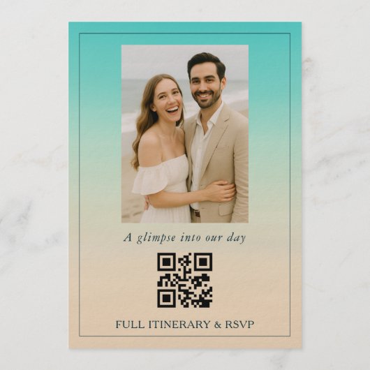 Elopement Beach Wedding Reception QR Code 招待状 (裏面)