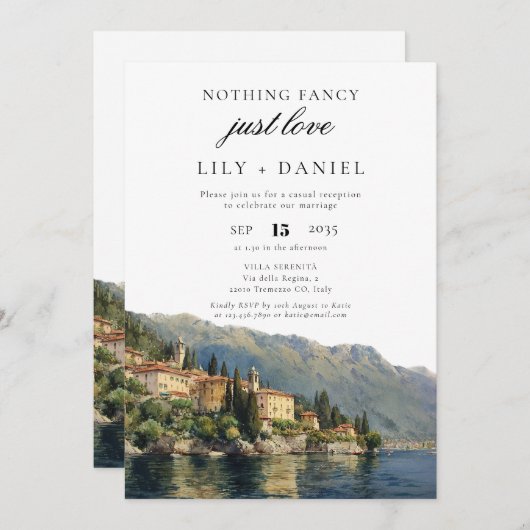 Elopement Lake Como Italy Wedding Reception 招待状 (正面/裏面)