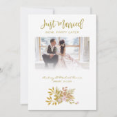 Elopement Photo Wedding Elegant Floral Fake Golden 招待状 (正面)