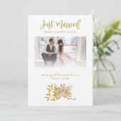 Elopement Photo Wedding Elegant Floral Fake Golden 招待状 (スタンド正面)