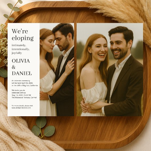 Elopement Wedding Modern Elegant Minimalist Photo  招待状