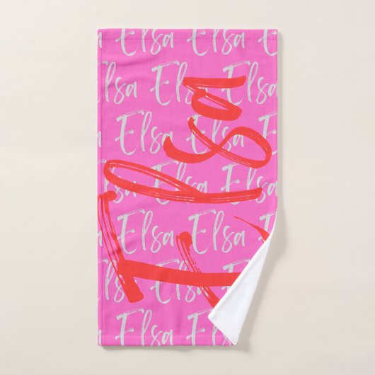 Elsa繰り返し名のパターン バスタオルセット (ハンドタオル)