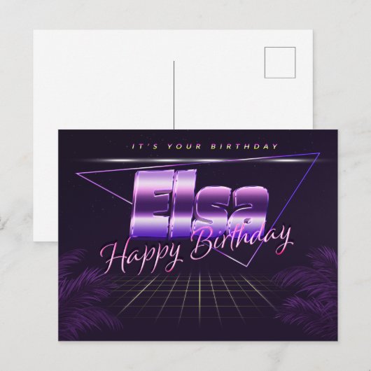 Elsa Name Vorname lila Postkarte Geburtstag ポストカード (正面/裏面)