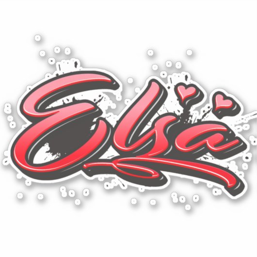 Elsa red Heart Graffiti Aufkleber Sticker シール (正面)