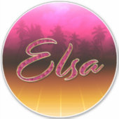 Elsa Vorname Name golden pink Aufkleber Sticker シール (正面)