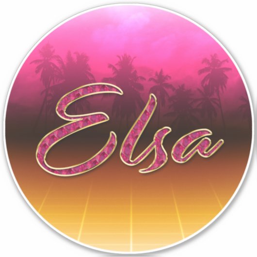 Elsa Vorname Name golden pink Aufkleber Sticker シール (正面)
