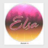 Elsa Vorname Name golden pink Aufkleber Sticker シール (シート)
