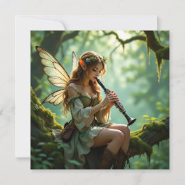  Elven Fairy Playing Clarinet in Enchanted Forest カード