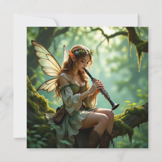  Elven Fairy Playing Clarinet in Enchanted Forest カード (正面)