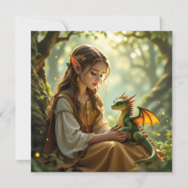 Elven Fairy with Dragon in Enchanted Forest カード