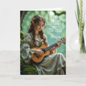 Elven Fairy with Ukulele | Personalized Birthday  カード (正面)