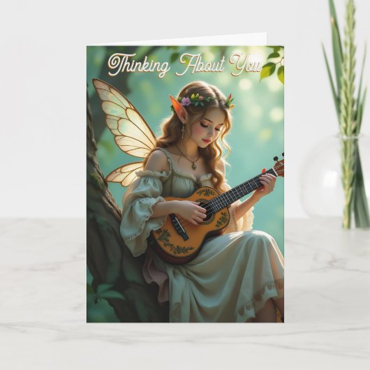 Elven Fairy with Ukulele | Thinking About You カード (正面)