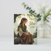 Elven Girl in Vintage Dress | Miss You ポストカード (スタンド正面)