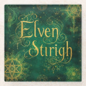 Elven Stirigh – Sigils in Green ガラスコースター (正面)