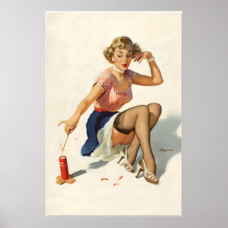 Elvgren Sexy PinUp Girl This Doesn't Keep the Cha ポスター