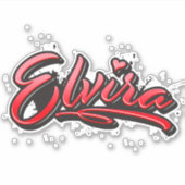 Elvira red Heart Graffiti Aufkleber Sticker シール (正面)