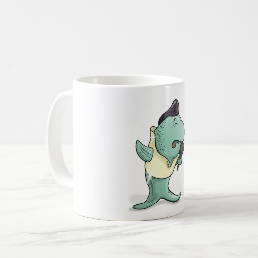 Elvisの実行者として歌う魚 コーヒーマグカップ (正面左)