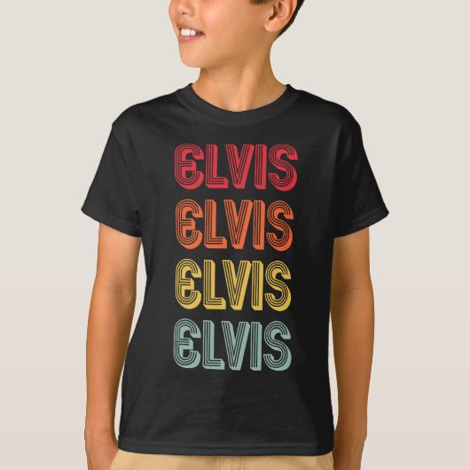 ELVIS名パーソナライズされたおもしろいレトロヴィンテージの誕生日 Tシャツ (正面)