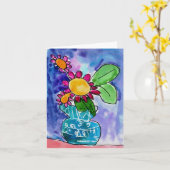 Elyse Bobczynskiの年齢5著赤い花弁 カード (黄色い花)