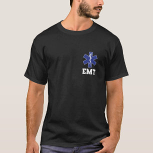EM EMS救急医療隊員薄いホワイトライン両面EMT Gif Tシャツ