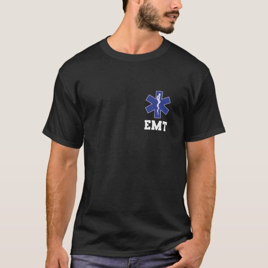 EM EMS救急医療隊員薄いホワイトライン両面EMT Gif Tシャツ (正面)