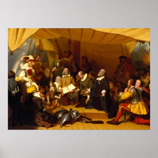 Embarkation of the Pilgrims by Robert Walter Weir ポスター (正面)