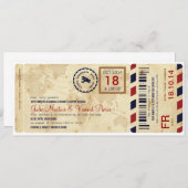 Embarquement avion invitation de billet deの道 招待状 (正面/裏面)