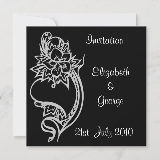 Embelishedのハートの招待状 招待状 (正面)