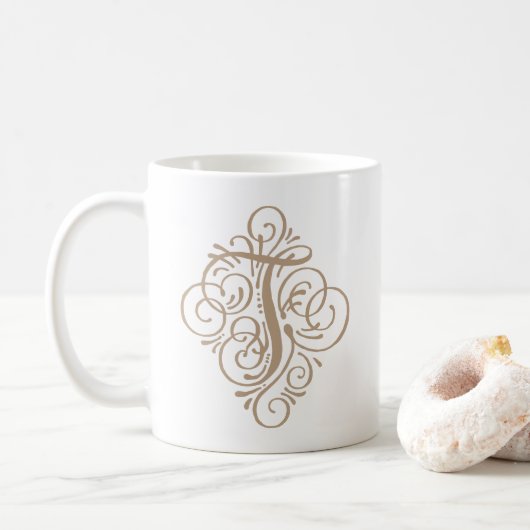 Embellished Initials Monogram Ornament Personalize コーヒーマグカップ (ドーナツ)