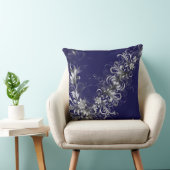 Embellished Navy Blue Throw Pillow クッション (椅子)