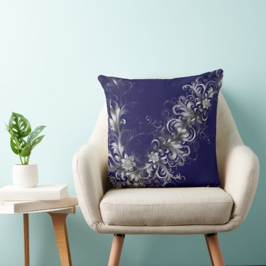 Embellished Navy Blue Throw Pillow クッション (椅子)
