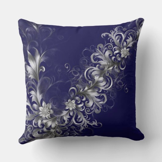 Embellished Navy Blue Throw Pillow クッション (裏面)