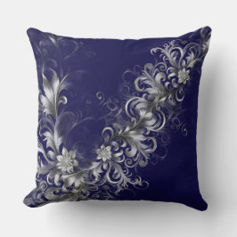 Embellished Navy Blue Throw Pillow クッション