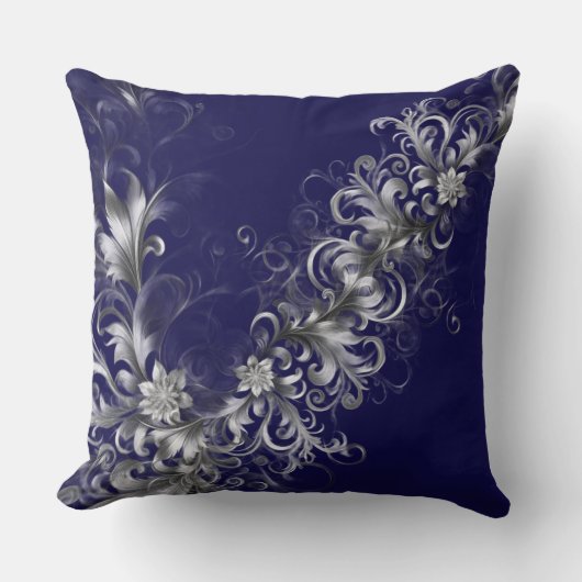 Embellished Navy Blue Throw Pillow クッション (正面)