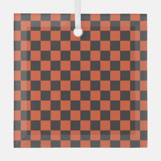 Ember and ash checkerboard pattern ガラスオーナメント (正面)