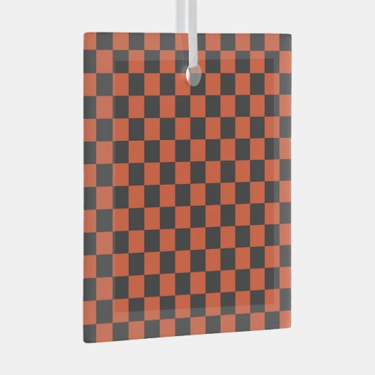 Ember and ash checkerboard pattern ガラスオーナメント (正面右)