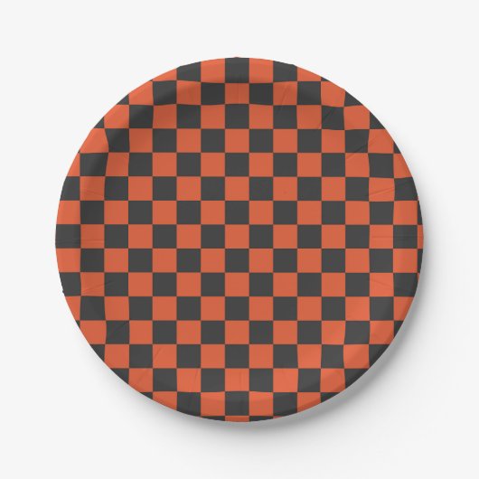 Ember and ash checkerboard pattern ペーパープレート (正面)