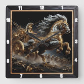 Ember Chariot：夜の炎 スクエア壁時計 (正面)