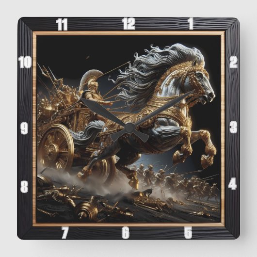 Ember Chariot：夜の炎 スクエア壁時計 (正面)