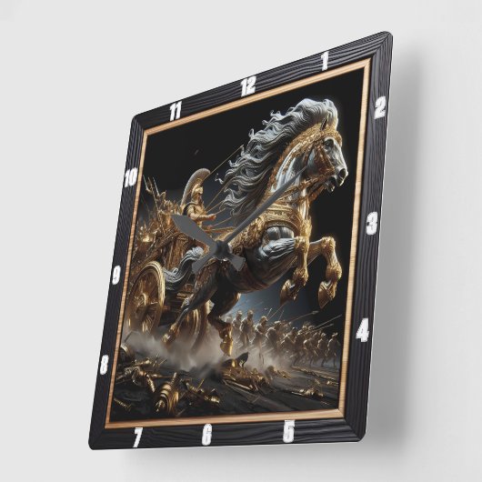 Ember Chariot：夜の炎 スクエア壁時計 (傾斜)