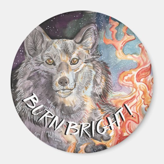 Ember Eyes Wolf水彩磁石 マグネット (正面)