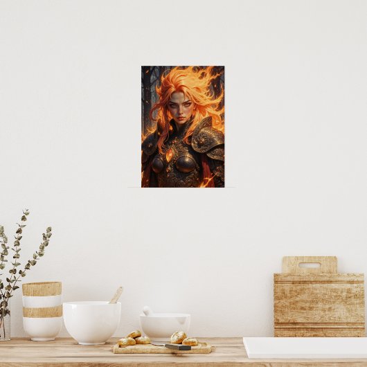 Ember Knight Fantasy Wall Art ポスター (キッチン)