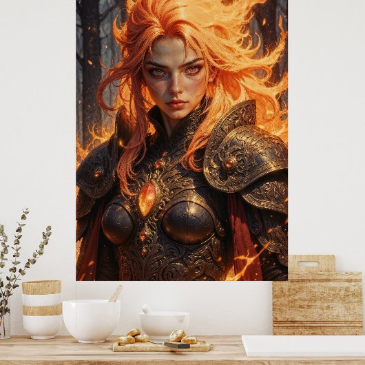 Ember Knight Fantasy Wall Art ポスター (キッチン)