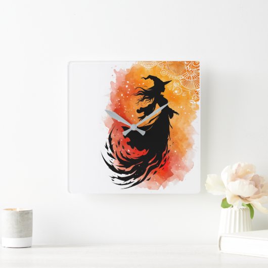 Ember Shadow-No文字 スクエア壁時計 (ホーム)