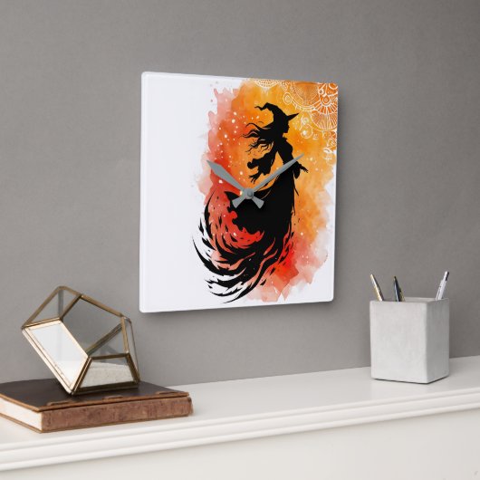 Ember Shadow-No文字 スクエア壁時計 (オフィス)