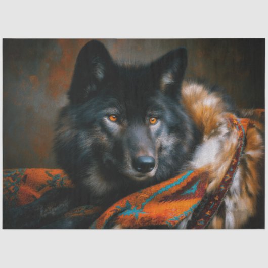 Ember Turquoise Black Wolf Portrait 薄葉紙 (正面)