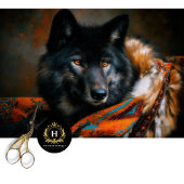 Ember Turquoise Black Wolf Portrait 薄葉紙